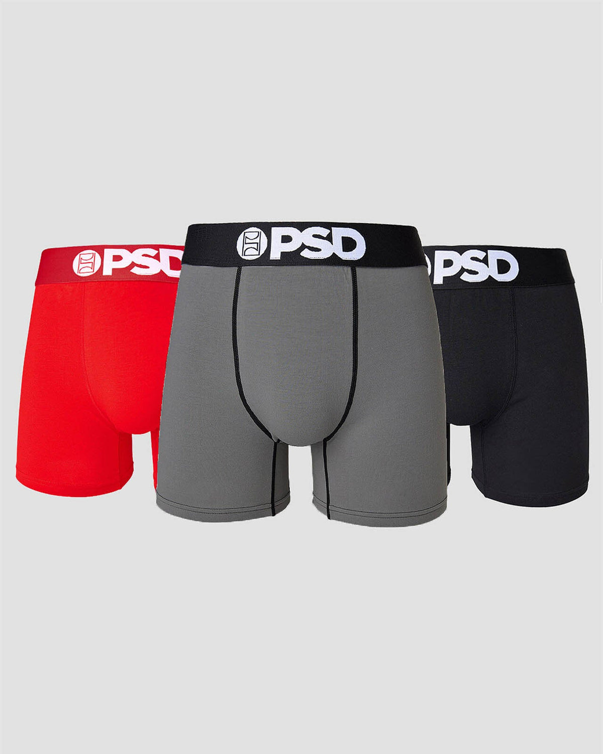 Solids 3 Pack - Red/Grey/Black - Mid Length - Cotton