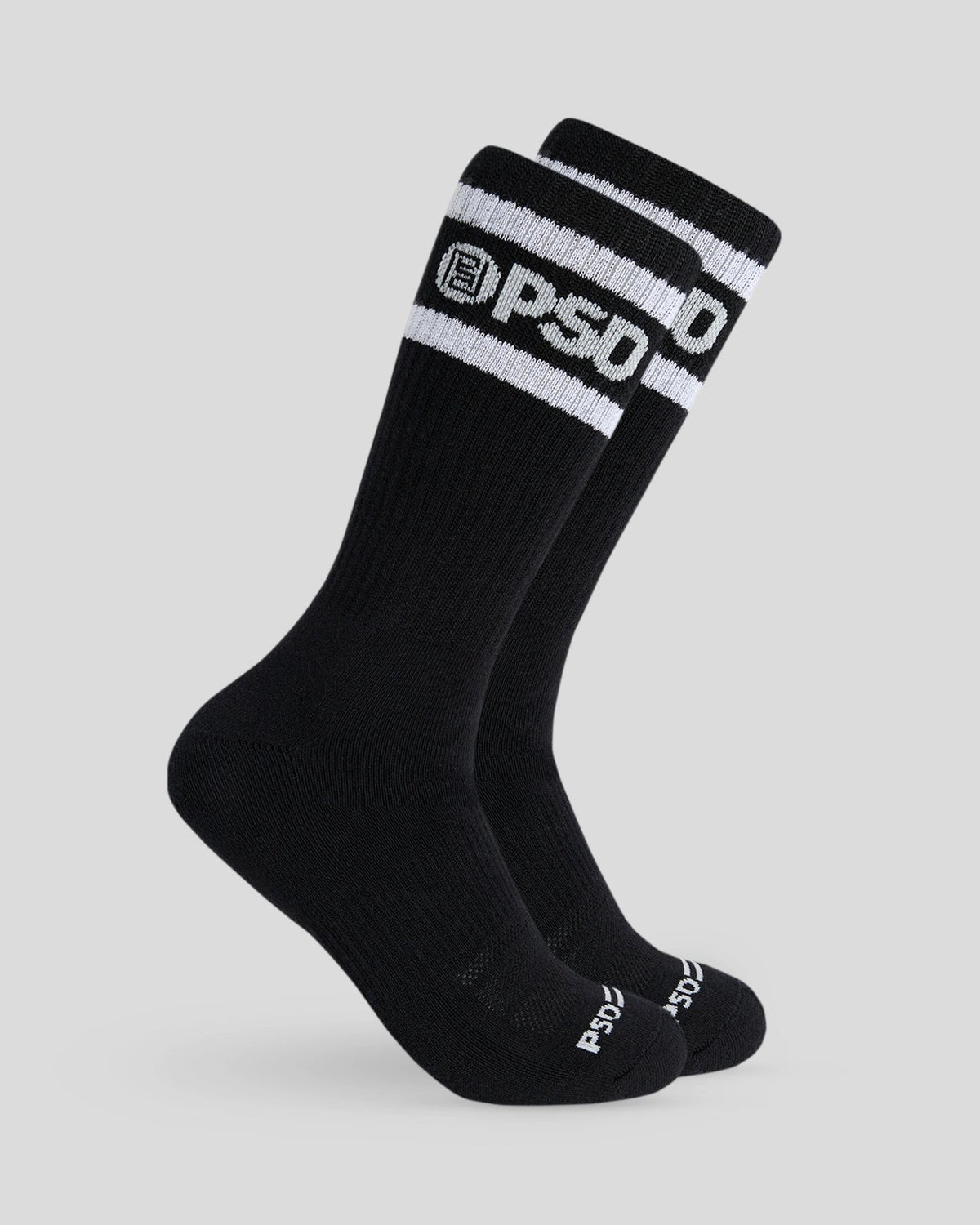 3 Pack - Logo Stripe Crew - Black - Crew Sock