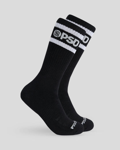 3 Pack - Logo Stripe Crew - Black - Crew Sock