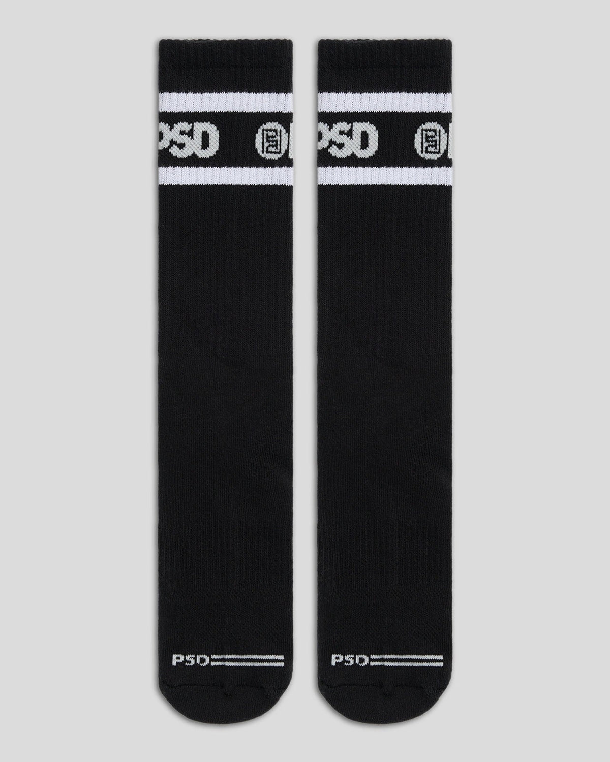 3 Pack - Logo Stripe Crew - Black - Crew Sock