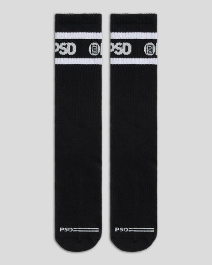 3 Pack - Logo Stripe Crew - Black - Crew Sock