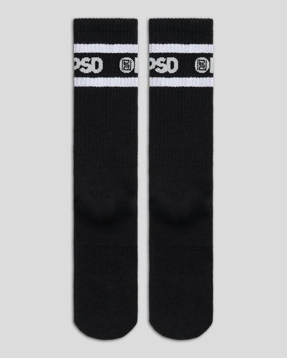 3 Pack - Logo Stripe Crew - Black - Crew Sock