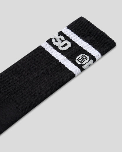 3 Pack - Logo Stripe Crew - Black - Crew Sock