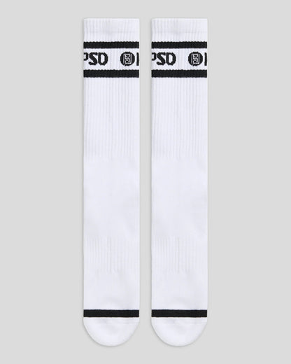 3 Pack - Logo Stripe Crew - White - Crew Sock
