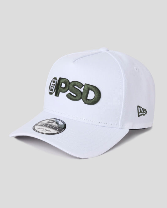 New Era x PSD Logo Hat White/Green - ACCESSORIES