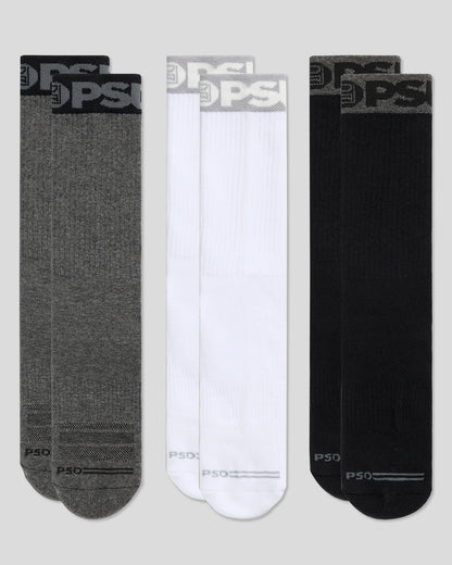 3 Pack - Band Crew - Grey/White/Black - Crew Sock