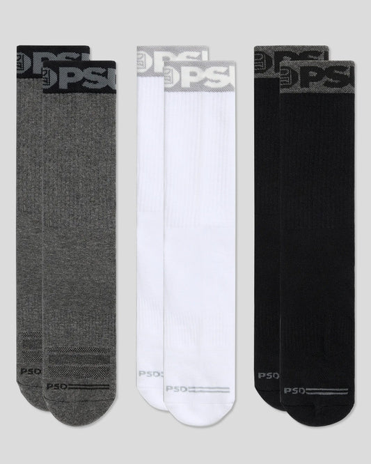 3 Pack - Band Crew - Grey/White/Black - Crew Sock