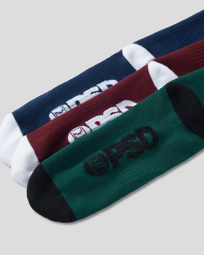3 Pack - Logo Crew - Dark Tones - Crew Sock