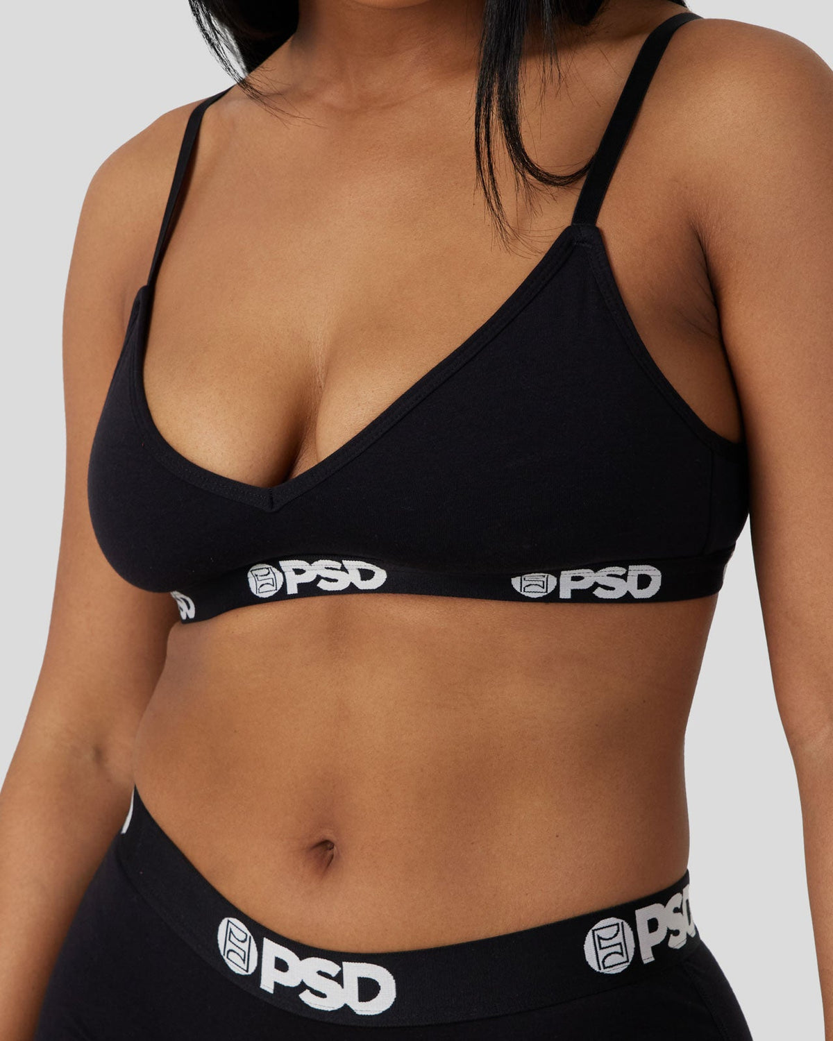 Modal Solids - Black - V-Neck Bralette - Modal