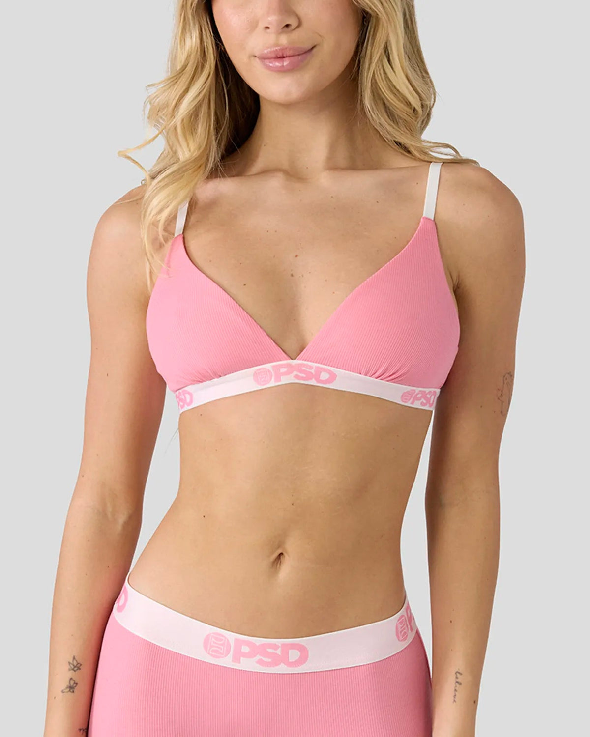 Ribbed - Baby Pink - Triangle Bralette - Ribbed