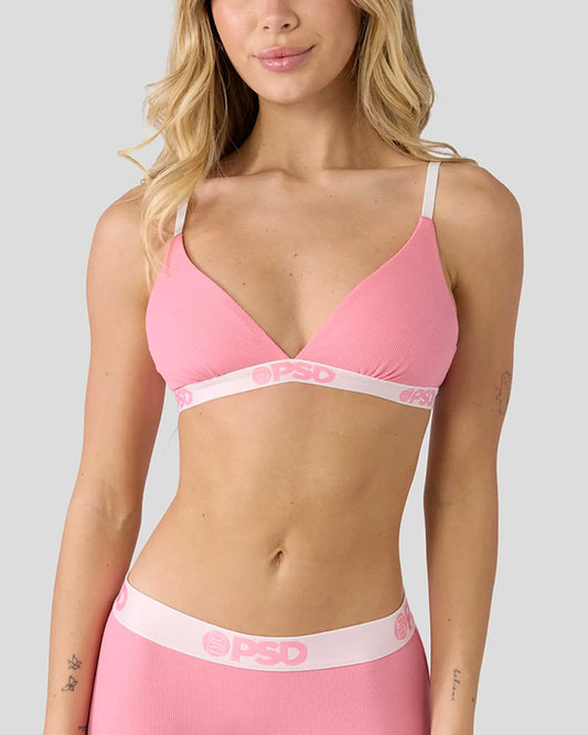 Ribbed - Baby Pink - Triangle Bralette - Ribbed