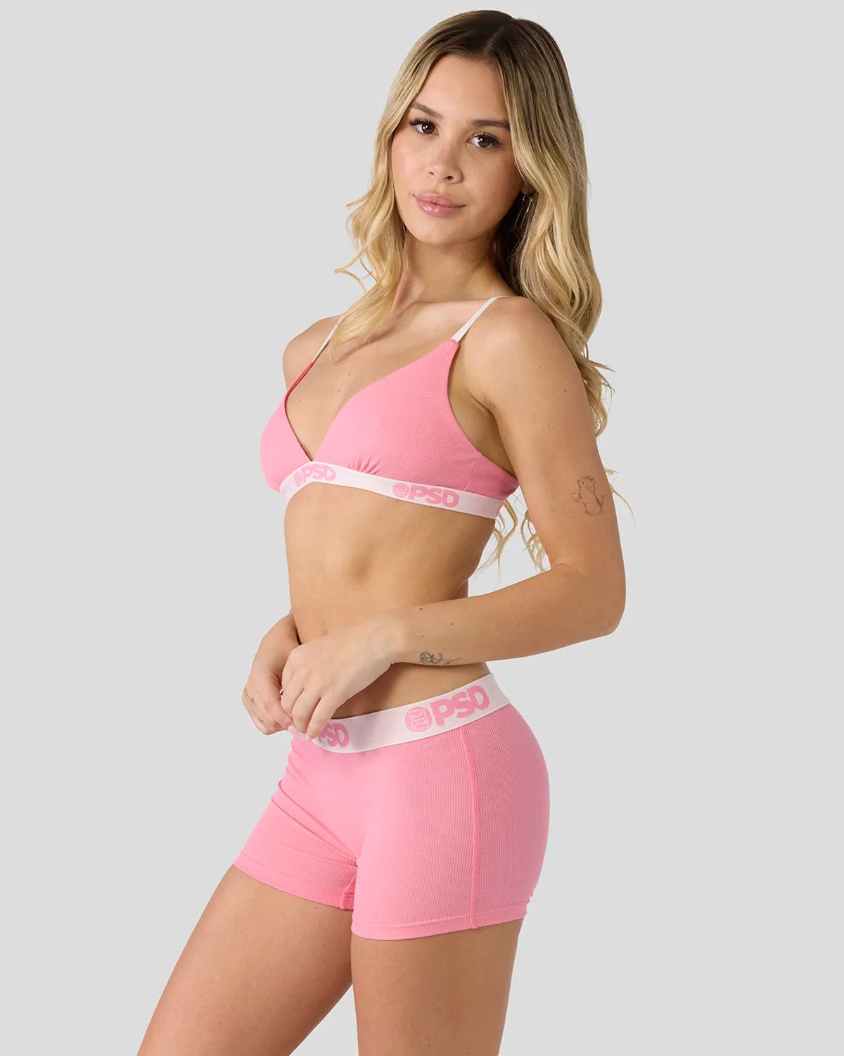 Ribbed - Baby Pink - Triangle Bralette - Ribbed