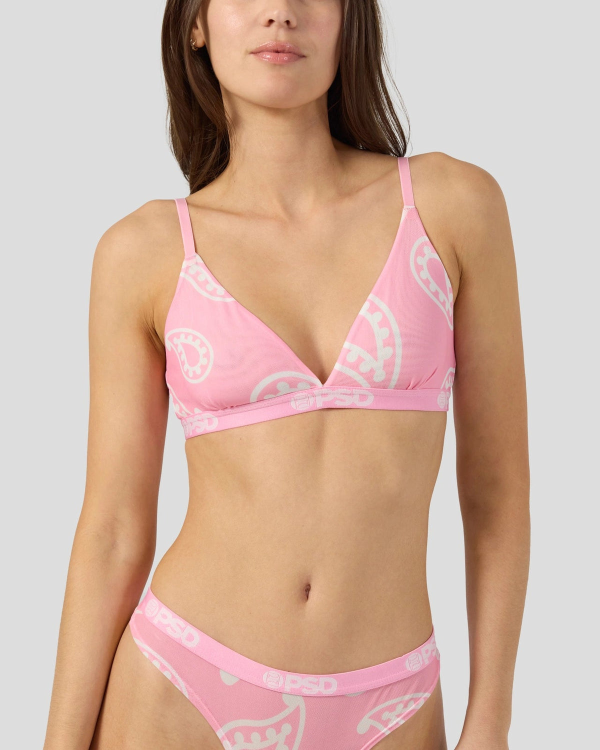 Mesh - Pink Bandana - Triangle Bralette - Mesh