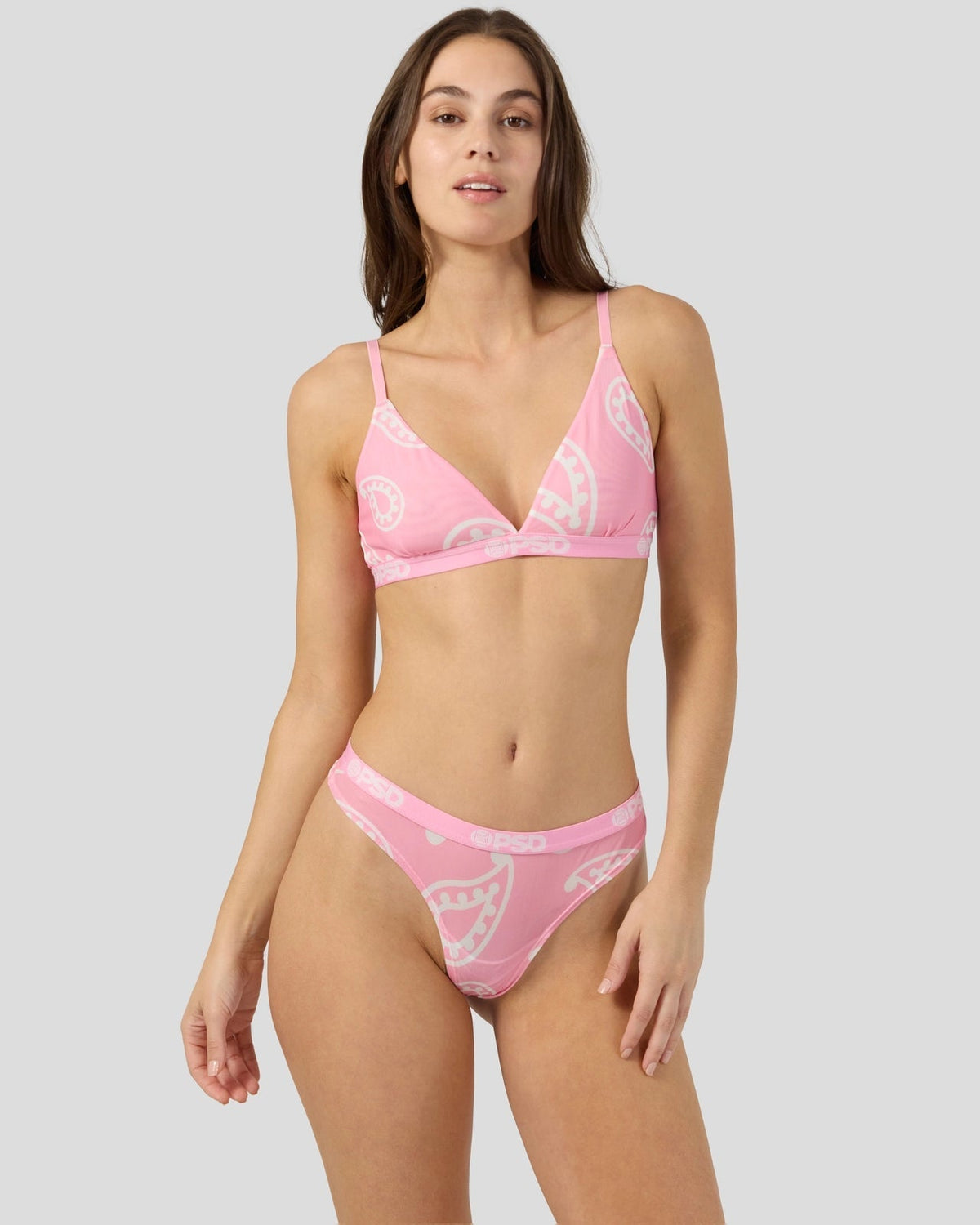 Mesh - Pink Bandana - Triangle Bralette - Mesh