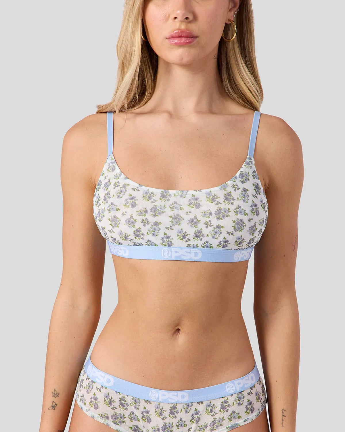 Mesh - Sky Blossom - Scoop Bralette - Mesh