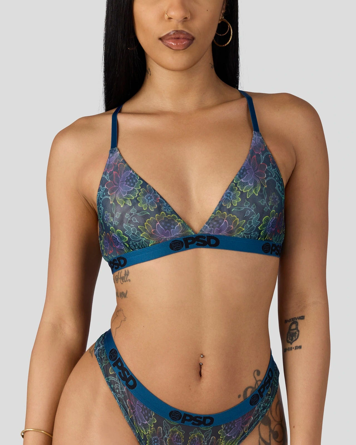 Mesh - Floclr Blst - Triangle Bralette - Mesh
