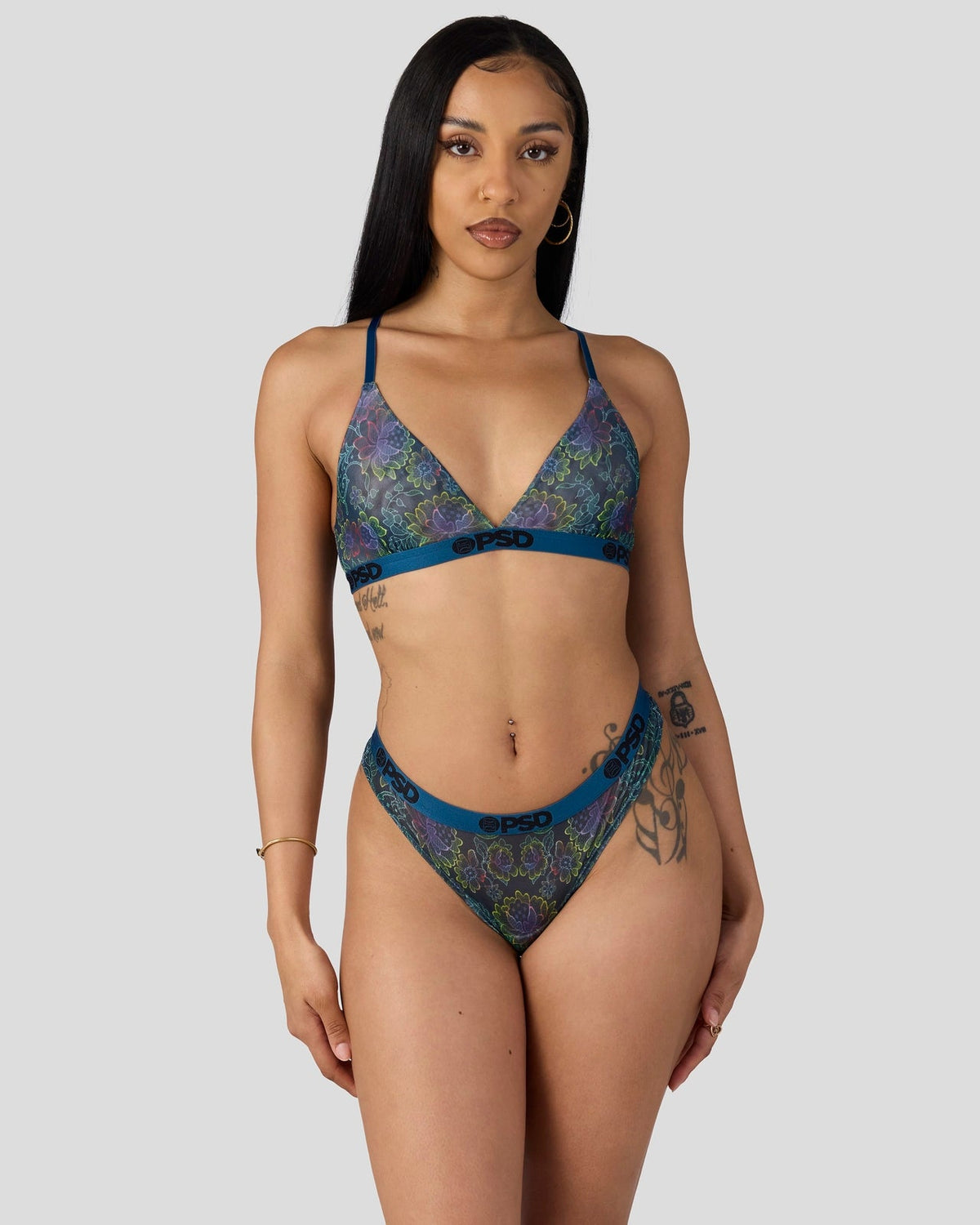Mesh - Floclr Blst - Triangle Bralette - Mesh