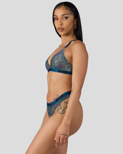 Mesh - Floclr Blst - Triangle Bralette - Mesh