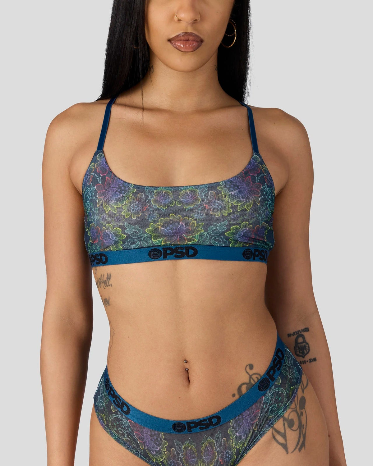 Mesh - Floclr Blst - Scoop Bralette - Mesh