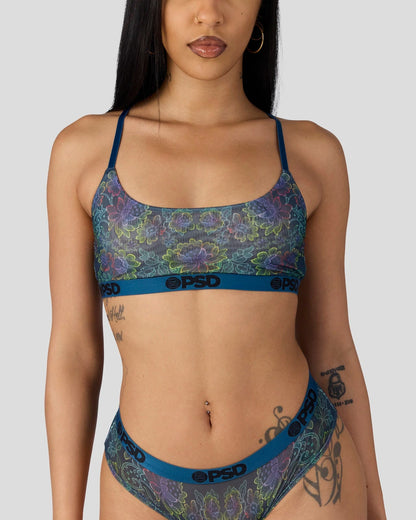 Mesh - Floclr Blst - Scoop Bralette - Mesh