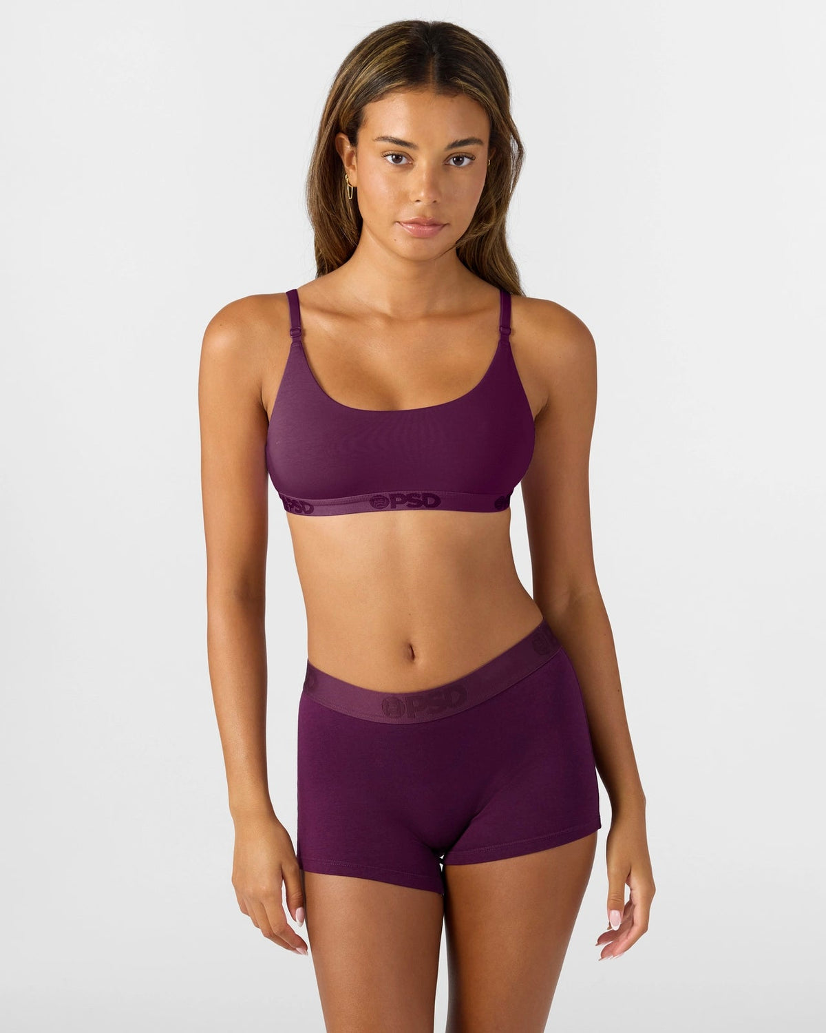 Modal Solids - Plum - Scoop Bralette - Modal