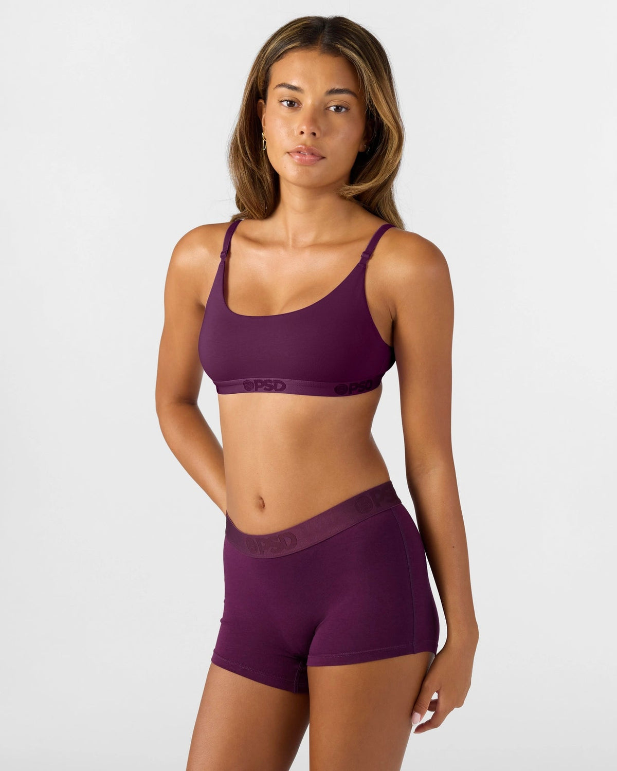Modal Solids - Plum - Scoop Bralette - Modal