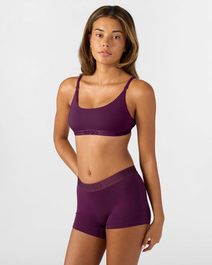 Modal Solids - Plum - Scoop Bralette - Modal