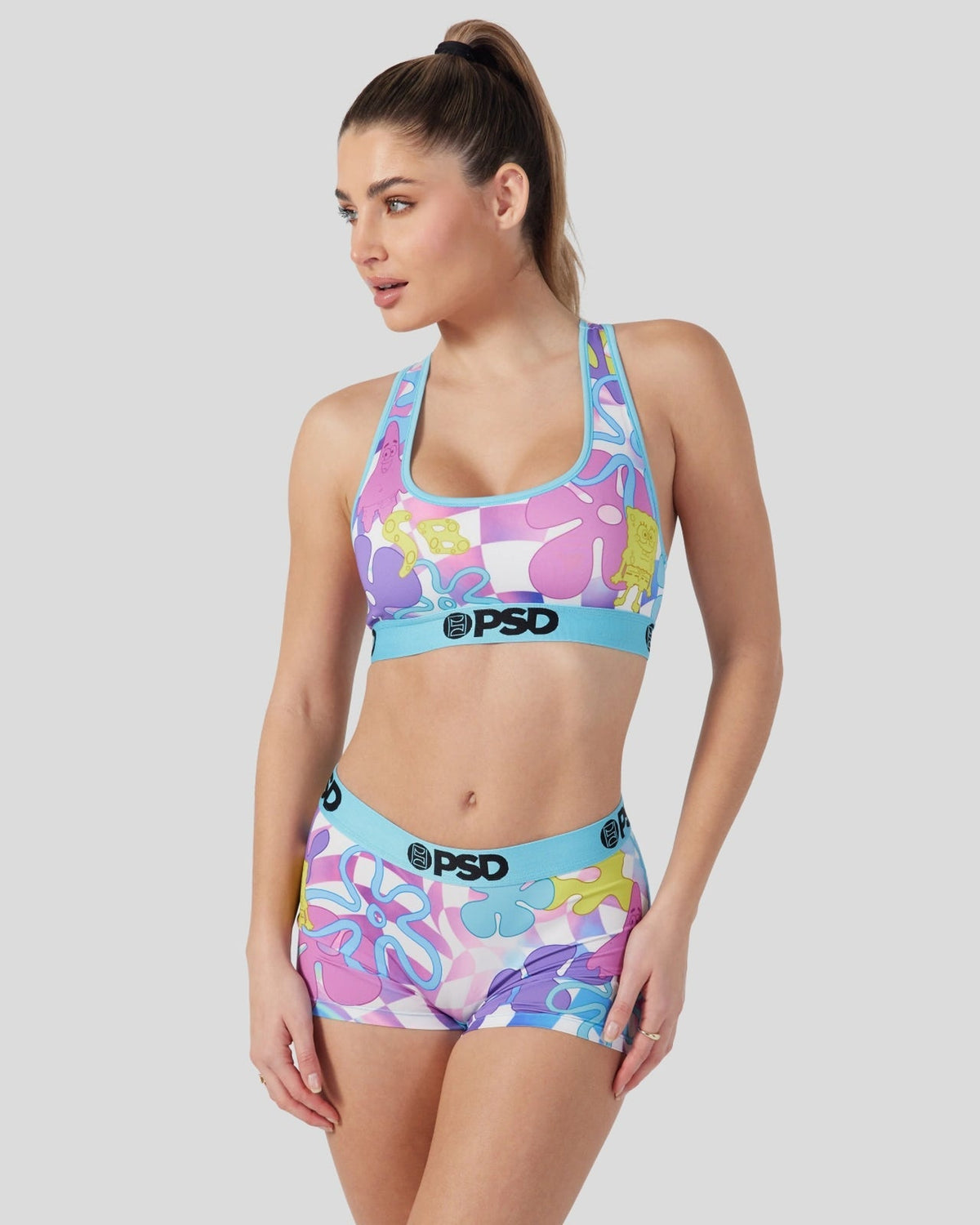 Spongebob Squarepants - Neon Check - Sports Bra