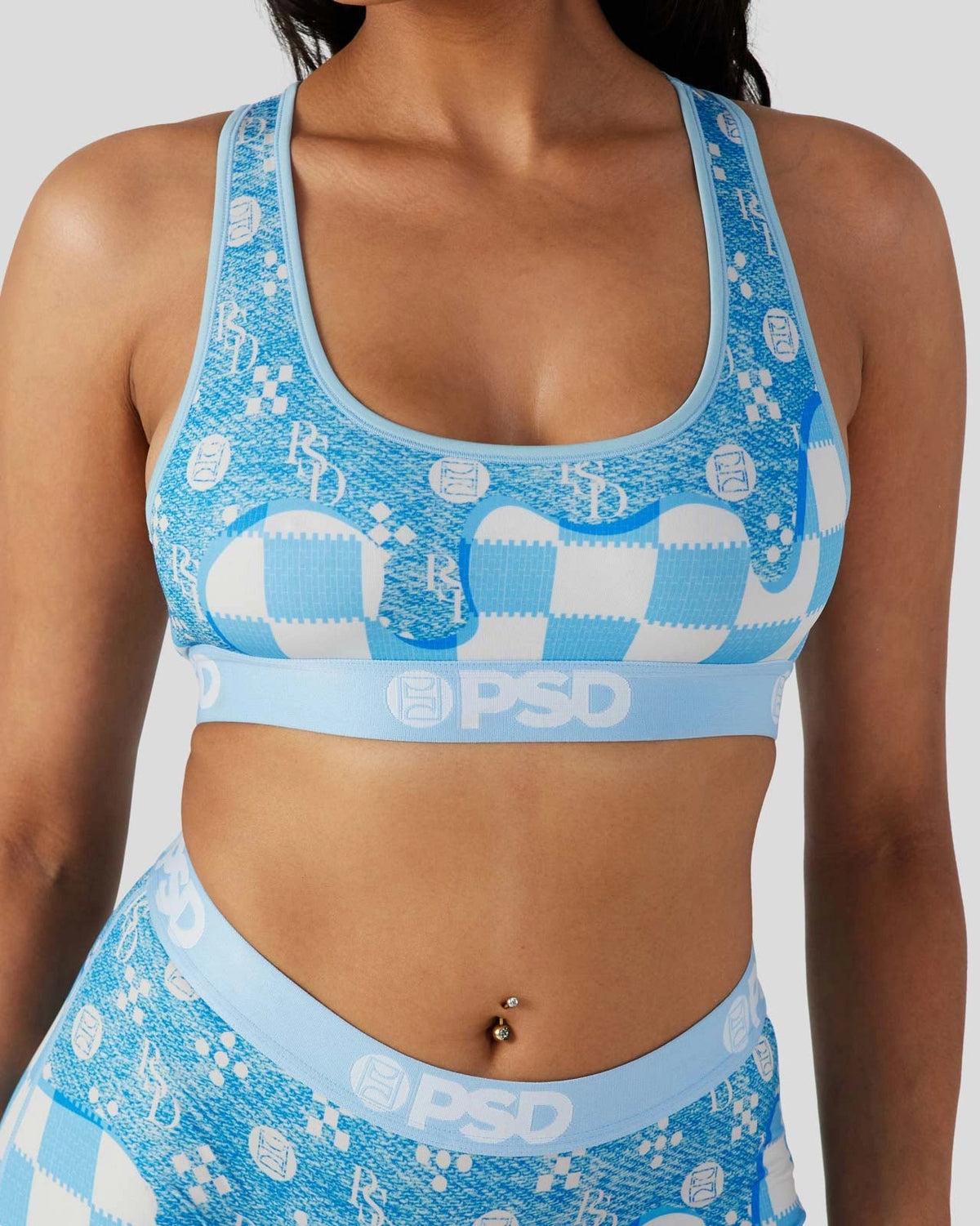 Blue Denim Drip - Sports Bra