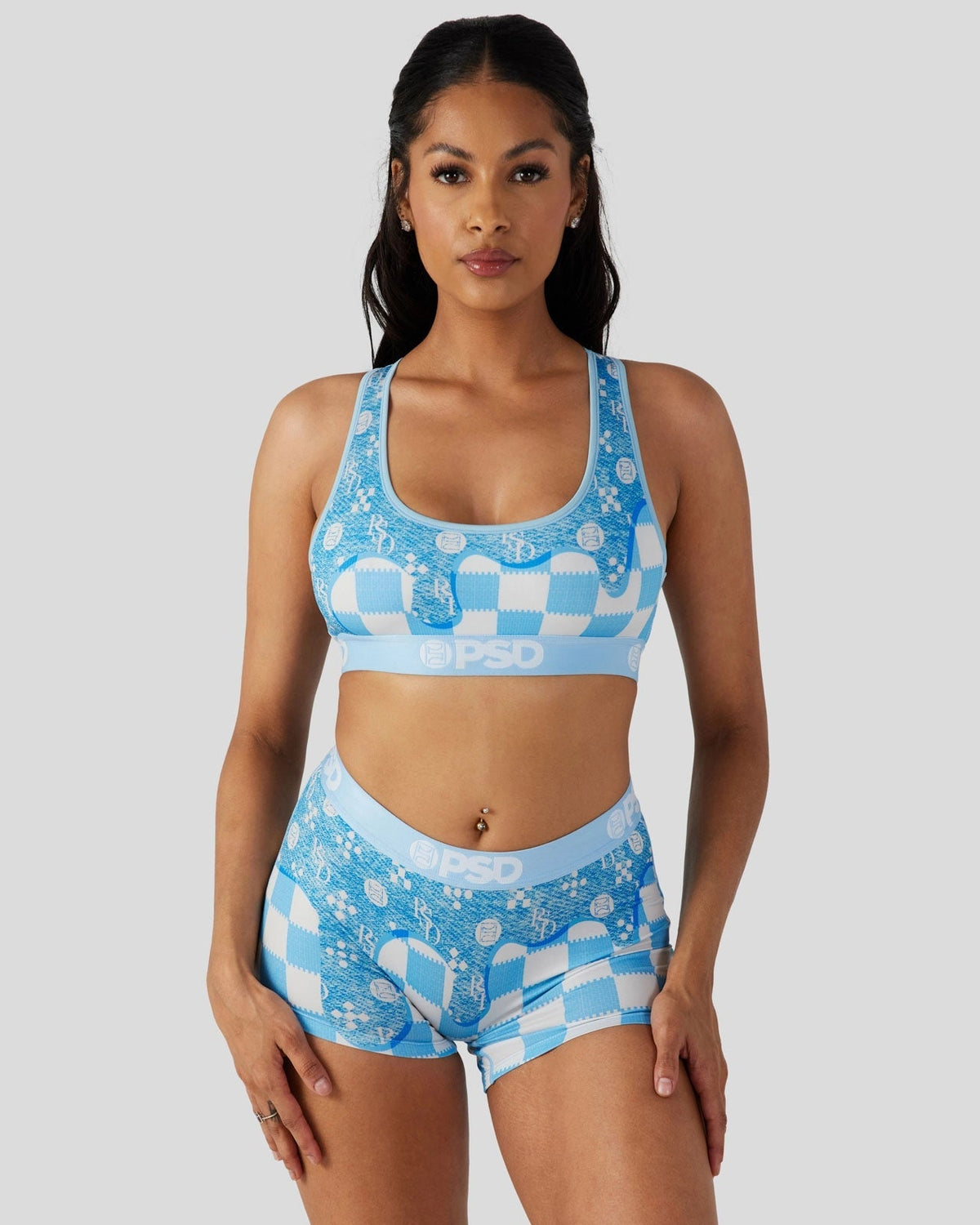 Blue Denim Drip - Sports Bra