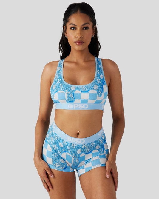 Blue Denim Drip - Sports Bra